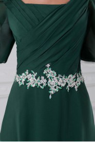 Chiffon Straps Column Dress with Embroidery