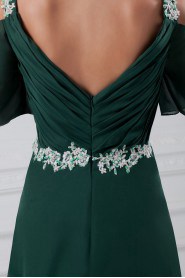 Chiffon Straps Column Dress with Embroidery