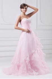 Organza Sweetheart A Line Dress with Embroidery