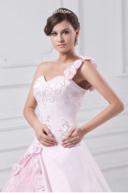 Satin Sweetheart Ball Gown with Embroidery