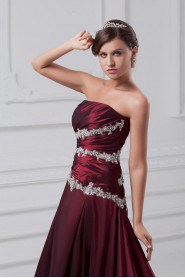 Taffeta Strapless A Line Dress with Embroidery