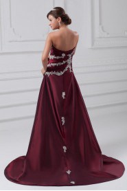 Taffeta Strapless A Line Dress with Embroidery