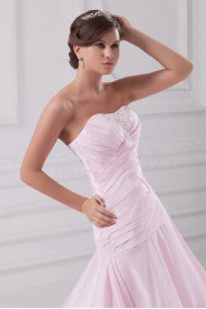 Satin Sweetheart A Line Dress with Embroidery