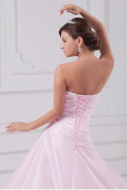 Satin Sweetheart A Line Dress with Embroidery