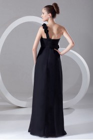 Chiffon One Shoulder Empire Dress with Hand-made Flowers