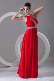 Chiffon Asymmetrical Column Dress with Embroidery