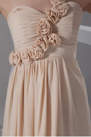 Chiffon One Shoulder Empire Dress with Embroidery