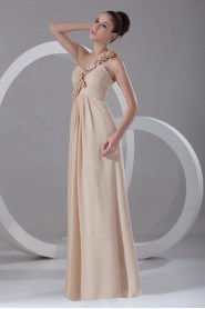 Chiffon One Shoulder Empire Dress with Embroidery