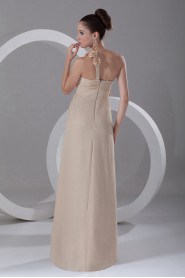 Chiffon One Shoulder Empire Dress with Embroidery