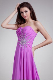 Chiffon Sweetheart Column Dress with Embroidery