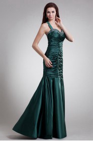 Satin Halter Sheath Dress with Embroidery