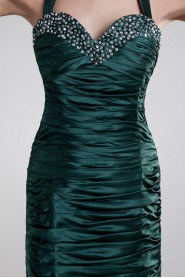 Satin Halter Sheath Dress with Embroidery