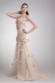 Organza Sweetheart Sheath Dress with Embroidery