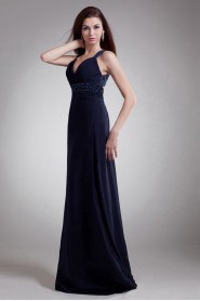 Chiffon Straps Sheath Dress with Embroidery