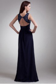 Chiffon Straps Sheath Dress with Embroidery