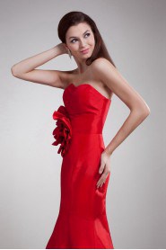 Taffeta Sweetheart Sheath Dress with Hand-made Flower