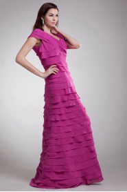 Chiffon V-Neck Column Dress with Hand-made Flower