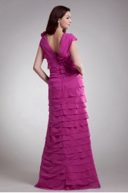 Chiffon V-Neck Column Dress with Hand-made Flower