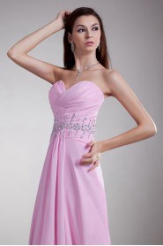 Chiffon Sweetheart Column Dress with Embroidery