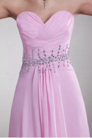 Chiffon Sweetheart Column Dress with Embroidery