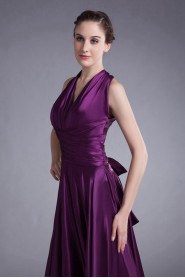 Satin V-Neck A Line Dress