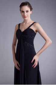 Chiffon Straps Column Dress with Embroidery