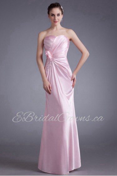 Silk Sweetheart Sheath Dress with Hand-made Flower