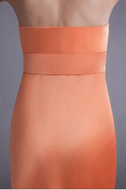 Satin Strapless Sheath Dress with Embroidery