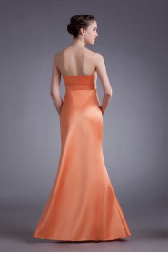 Satin Strapless Sheath Dress with Embroidery