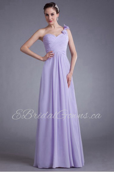 Chiffon One Shoulder Column Bow Dress