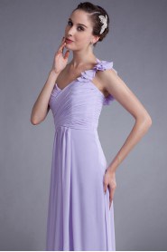 Chiffon One Shoulder Column Bow Dress