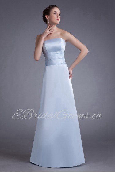 Satin Strapless A Line Dress