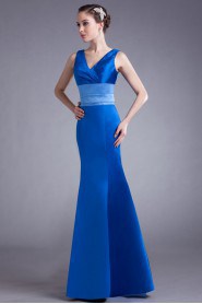 Satin V-Neck Sheath Dress