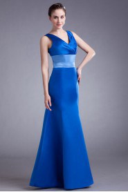 Satin V-Neck Sheath Dress