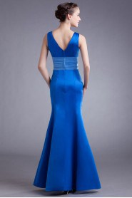 Satin V-Neck Sheath Dress