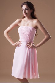 Chiffon Strapless Knee Length Dress