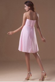 Chiffon Strapless Knee Length Dress