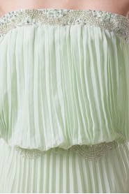 Chiffon Strapless Column Dress with Embroidery