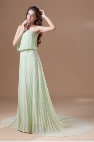 Chiffon Strapless Column Dress with Embroidery