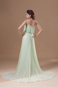 Chiffon Strapless Column Dress with Embroidery