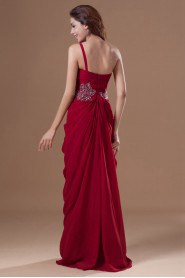 Chiffon One Shoulder Column Dress with Embroidery