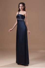 Satin One Shoulder Column Dress with Embroidery