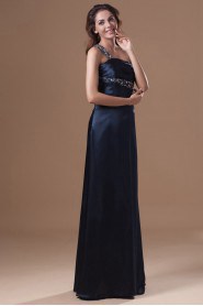 Satin One Shoulder Column Dress with Embroidery