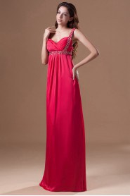 Chiffon Straps Column Dress with Embroidery