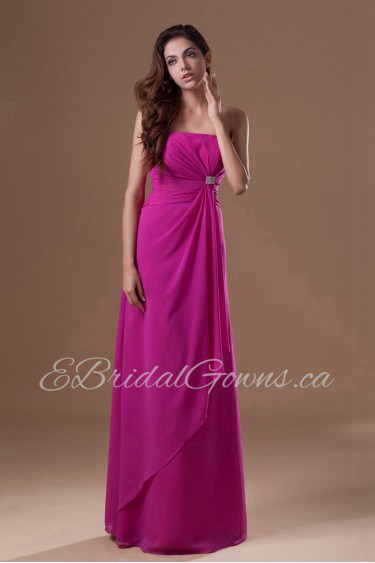 Chiffon Strapless Column Dress with Embroidery