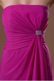 Chiffon Strapless Column Dress with Embroidery