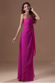 Chiffon Strapless Column Dress with Embroidery