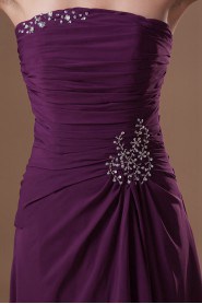 Chiffon Strapless Column Dress with Embroidery