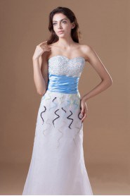 Organza Sweetheart A Line Dress with Embroidery