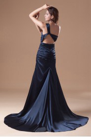 Satin Asymmetrical Sheath Dress with Embroidery